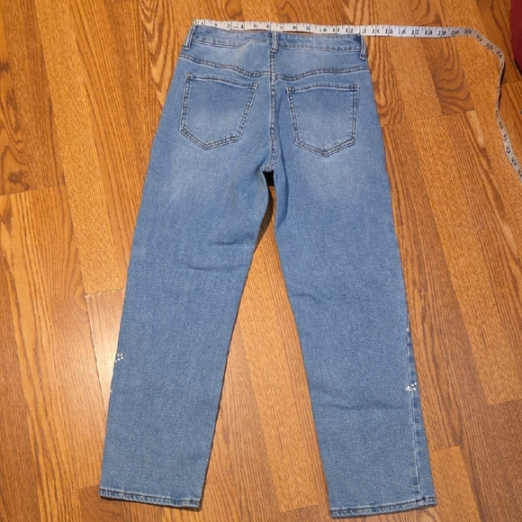 Blue Straight Leg Jeans with Star Embroidery - Picture 3 of 4